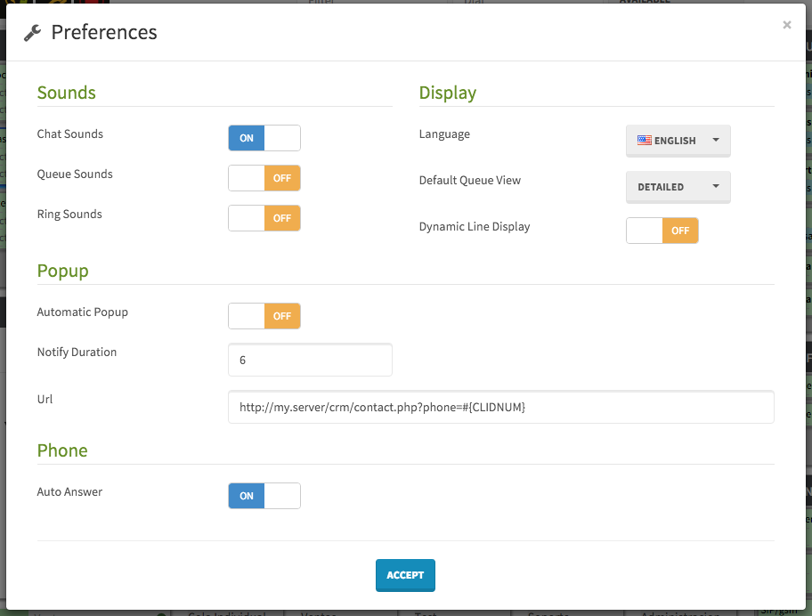 Preference Window