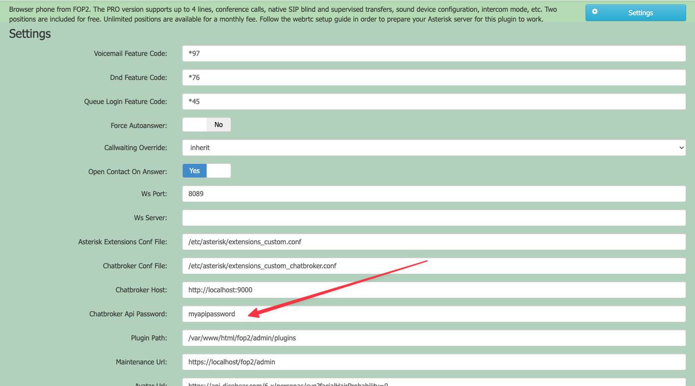 Chatbroker API Password