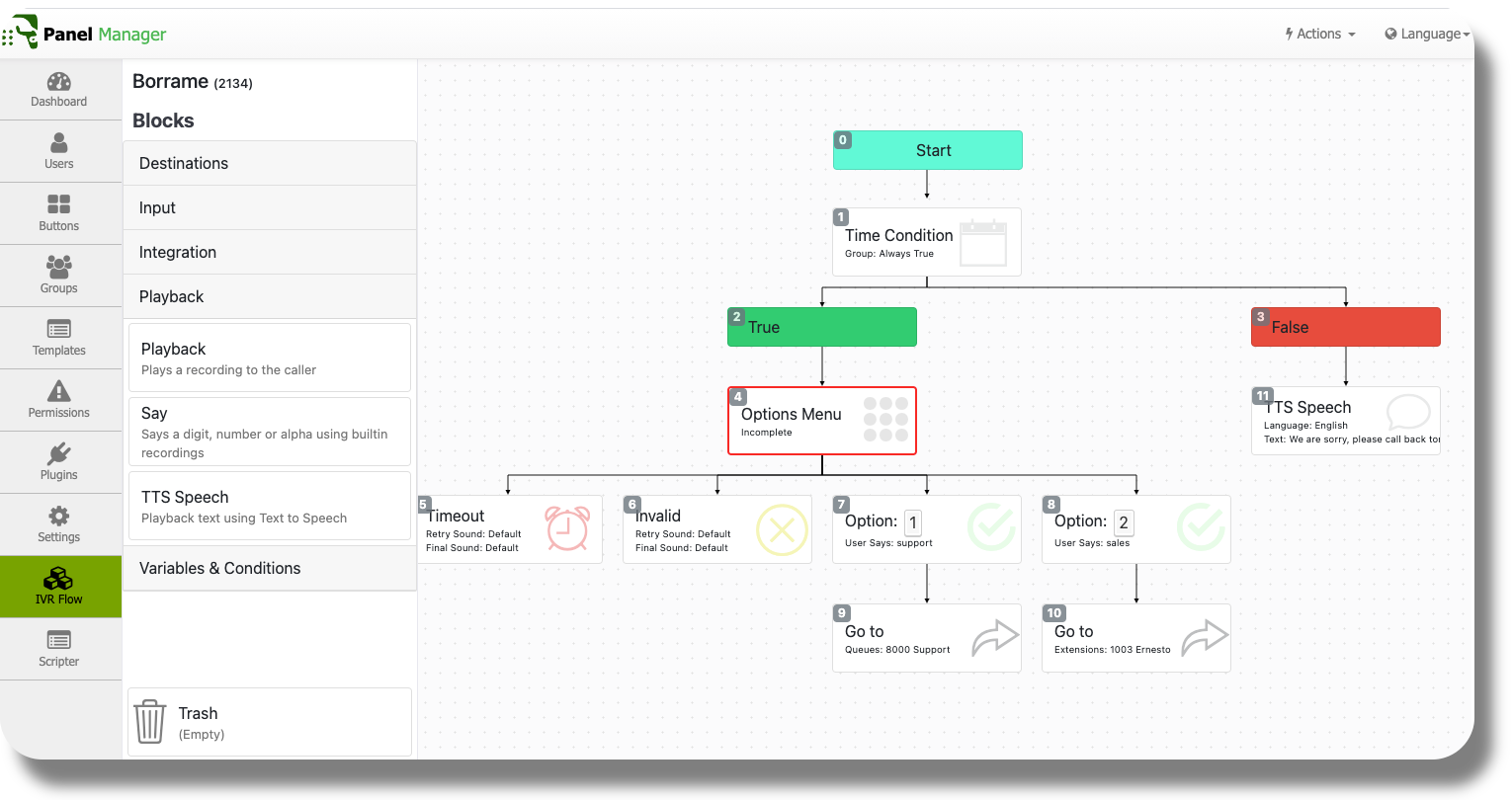 Asternic IVR Flow Screenshot